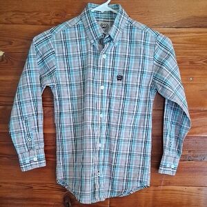 NWT Cinch Boys Plaid Button Up Long Sleeve Shirt